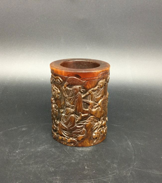 Antique Chinese Carved Horn Brush Holder (1 of 5)