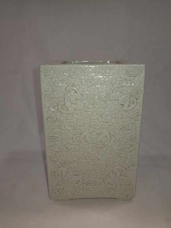 Antique Chinese Carved White-Glazed Brush Holder (1 of 5)