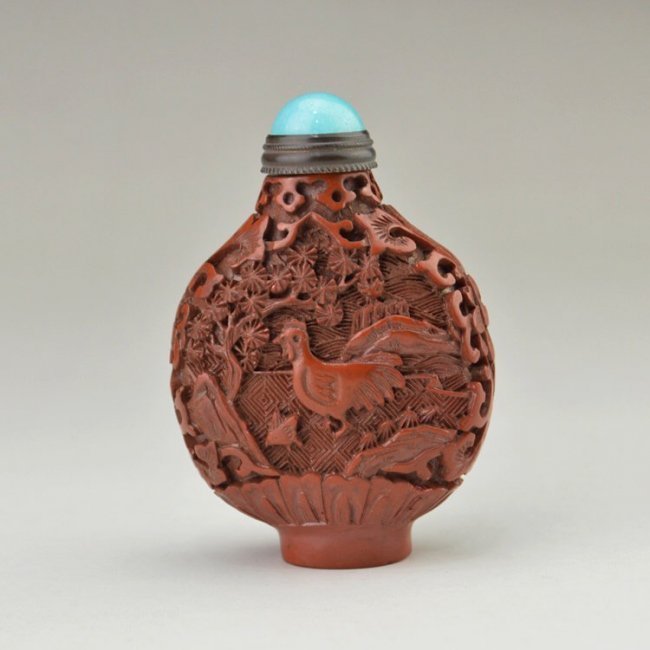Antique Chinese Carved Lacquer Snuff Bottle (1 of 5)