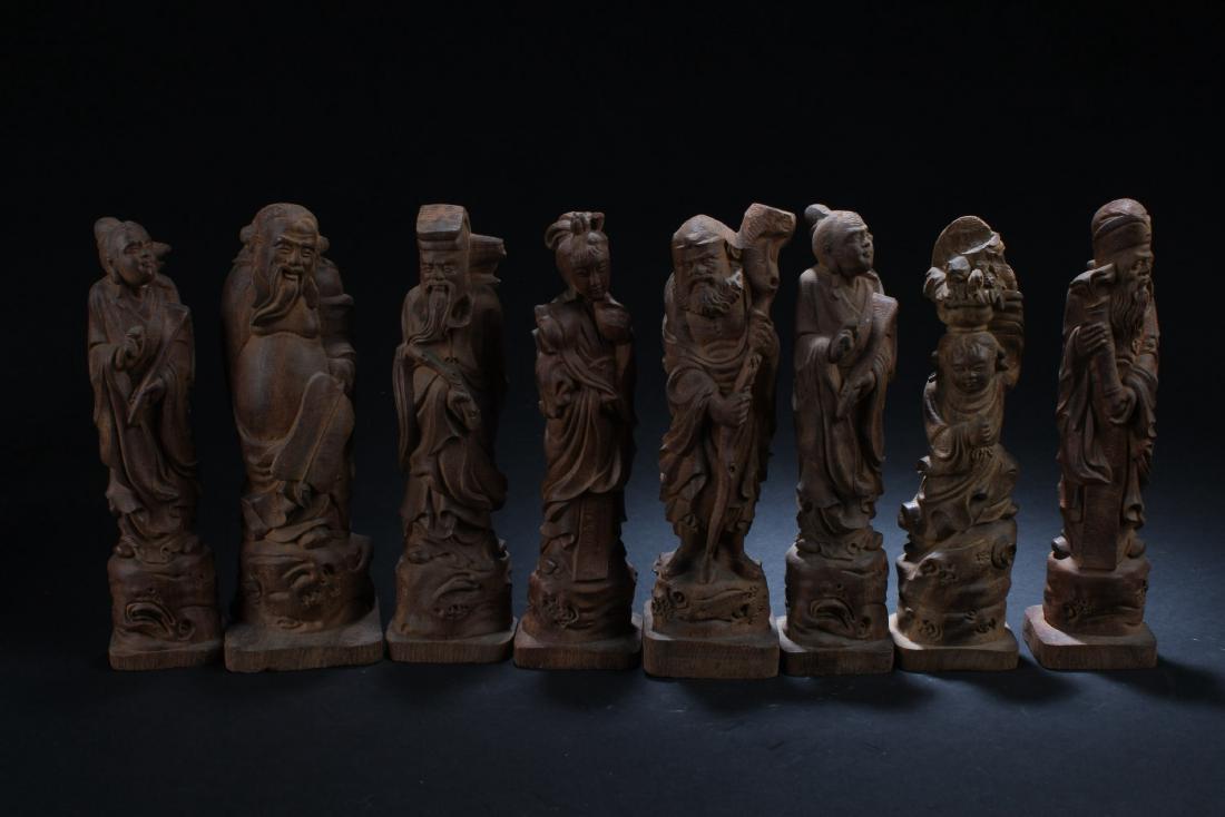 A Collection of Chinese Wooden Carved Eight Immortals (1 of 4)