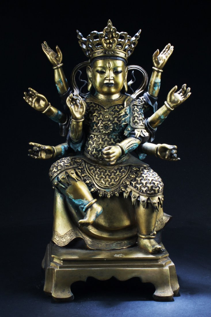 Chinese Gilt Bronze Deity Statue