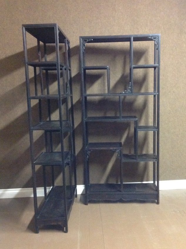 Pair of Chinese Carved Wood Bookshelf (1 of 3)