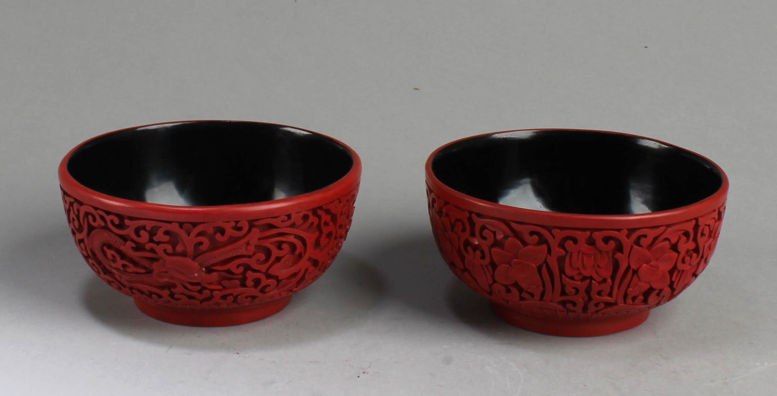 A Pair of Chinese Carved Cinnabar Lacquer Bowls (1 of 4)