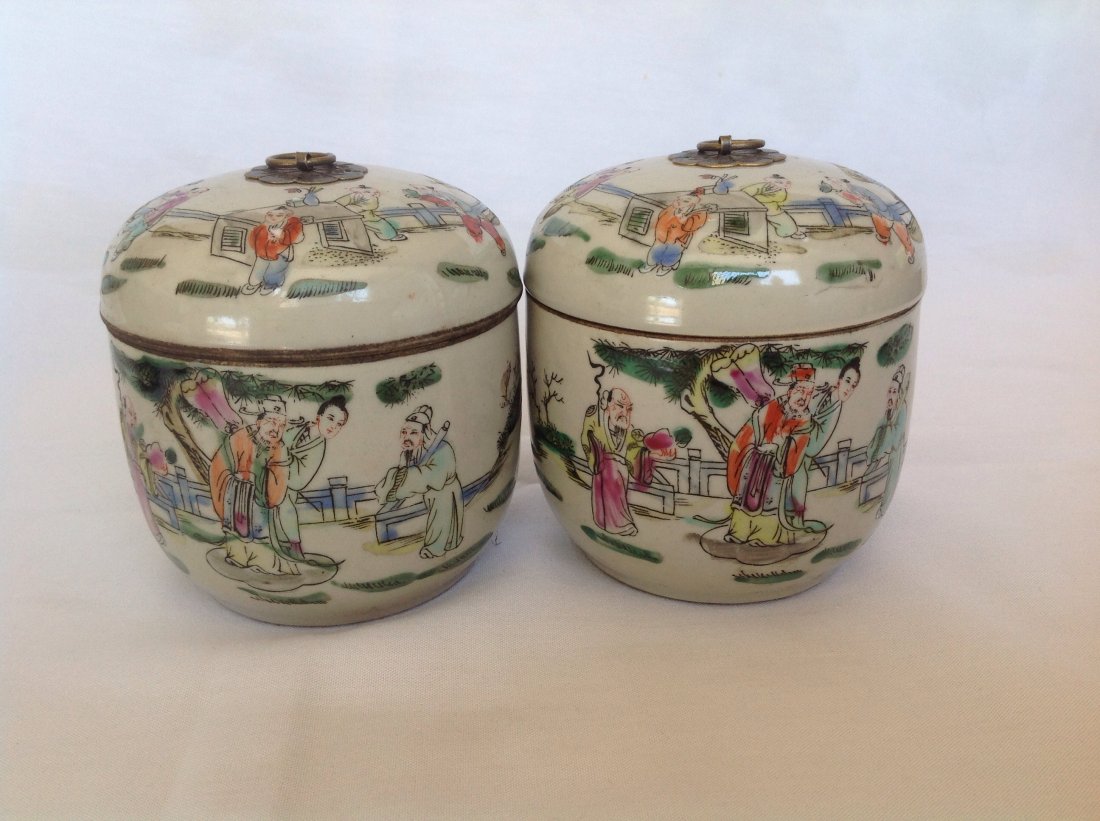 2 Antique Famill arose Porcelain Cover Jar (1 of 4)