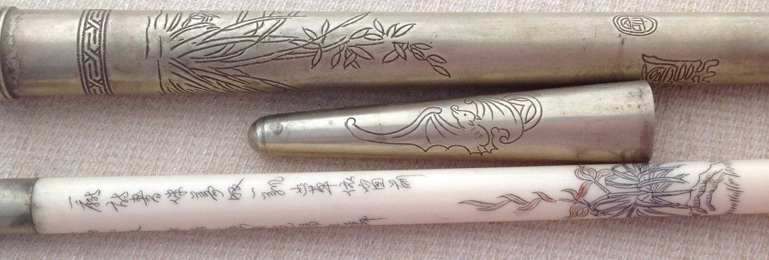 Antique Writing Brush with Silver Cover (1 of 3)