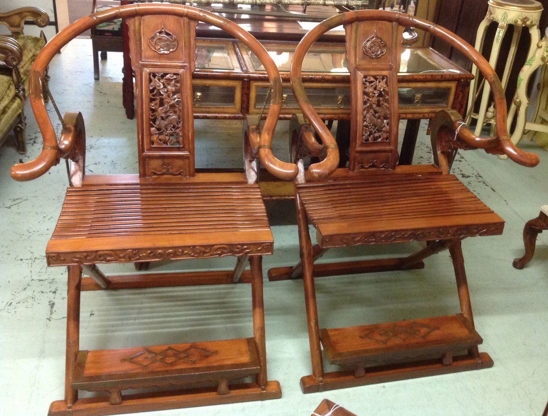 Pair of Antique Chinese Folding Hunters Chair (1 of 3)