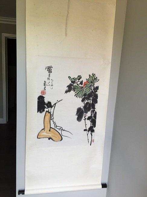 Chinese Painting Scroll Flower & Fruit (1 of 7)