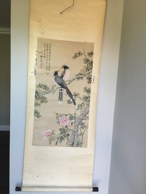 Antique Chinese Painting Scroll Flower & Bird (1 of 6)