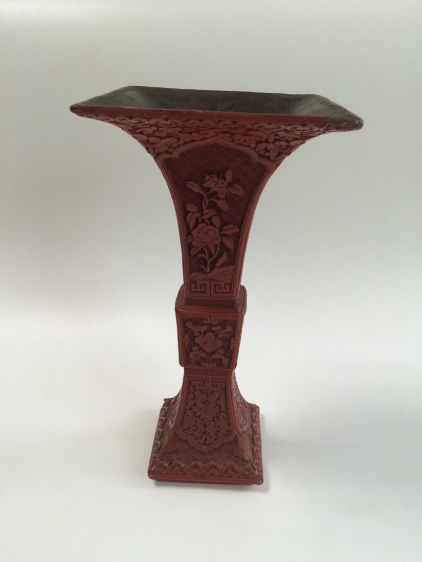 Antique Chinese Lacquer Gu Vase. (1 of 6)