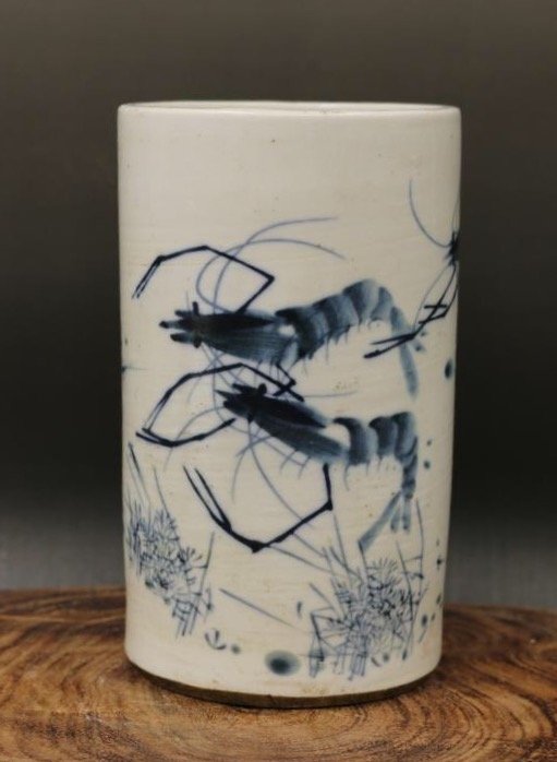 China ROC Blue and White Brush Pot (1 of 5)