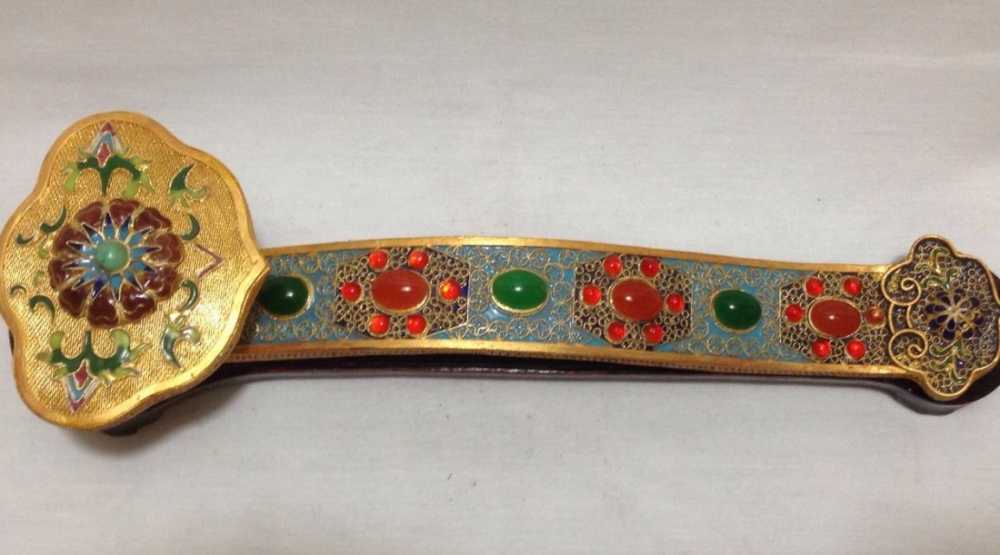 Chinese Cloisonné Enamel Mosaic Gem Ruyi (1 of 5)