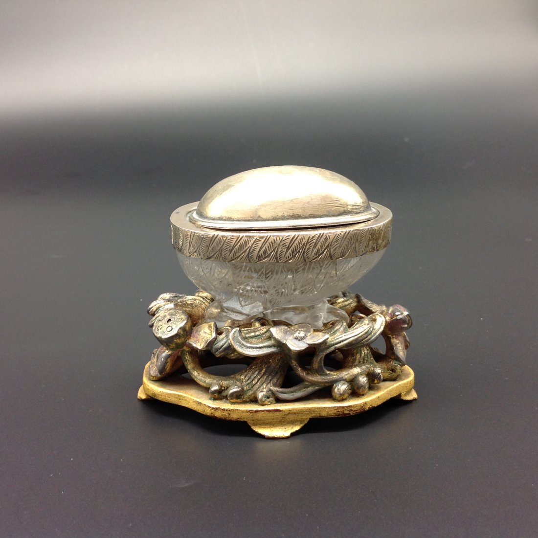 Antique Crystal Box with Silverplate Cover (1 of 3)