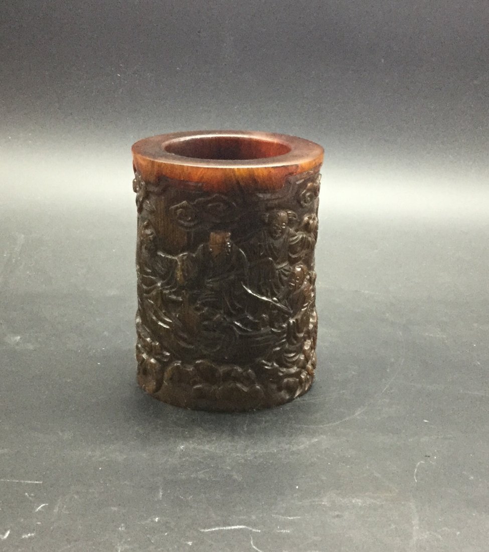 Antique Chinese Carved Horn Brush Holder (1 of 6)