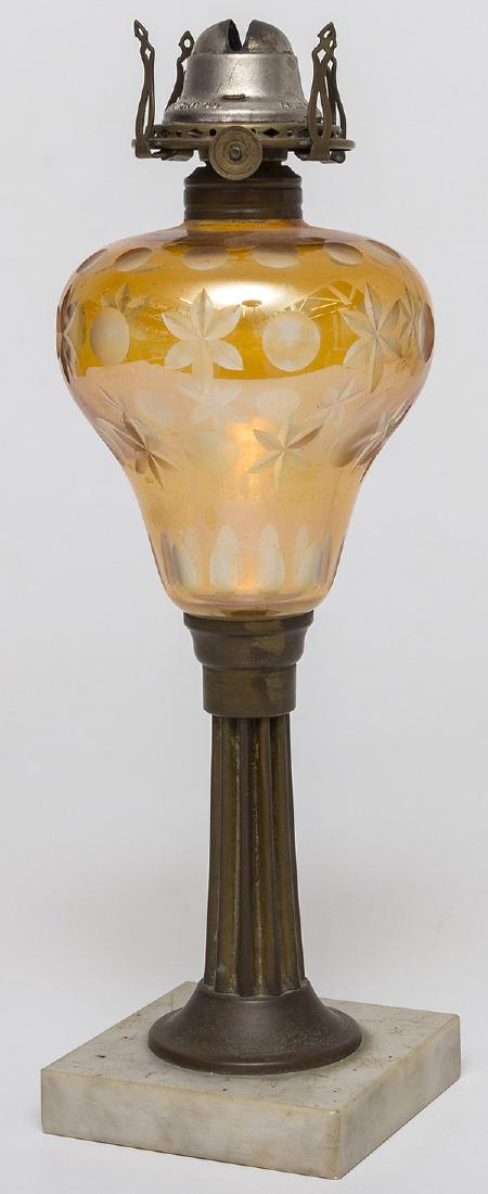 Amber Cut to Clear Oil Lamp (1 of 8)