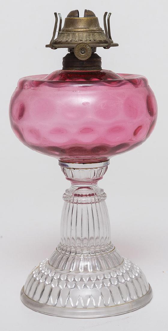 Hobbs Cranberry Inverted Thumb Print Oil Lamp (1 of 6)