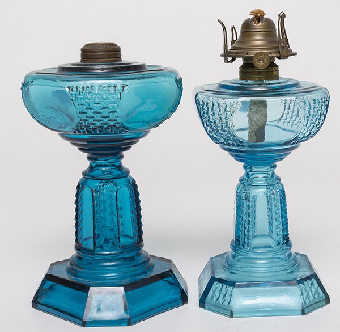 Two Picket Blue Oil Lamps (1 of 9)