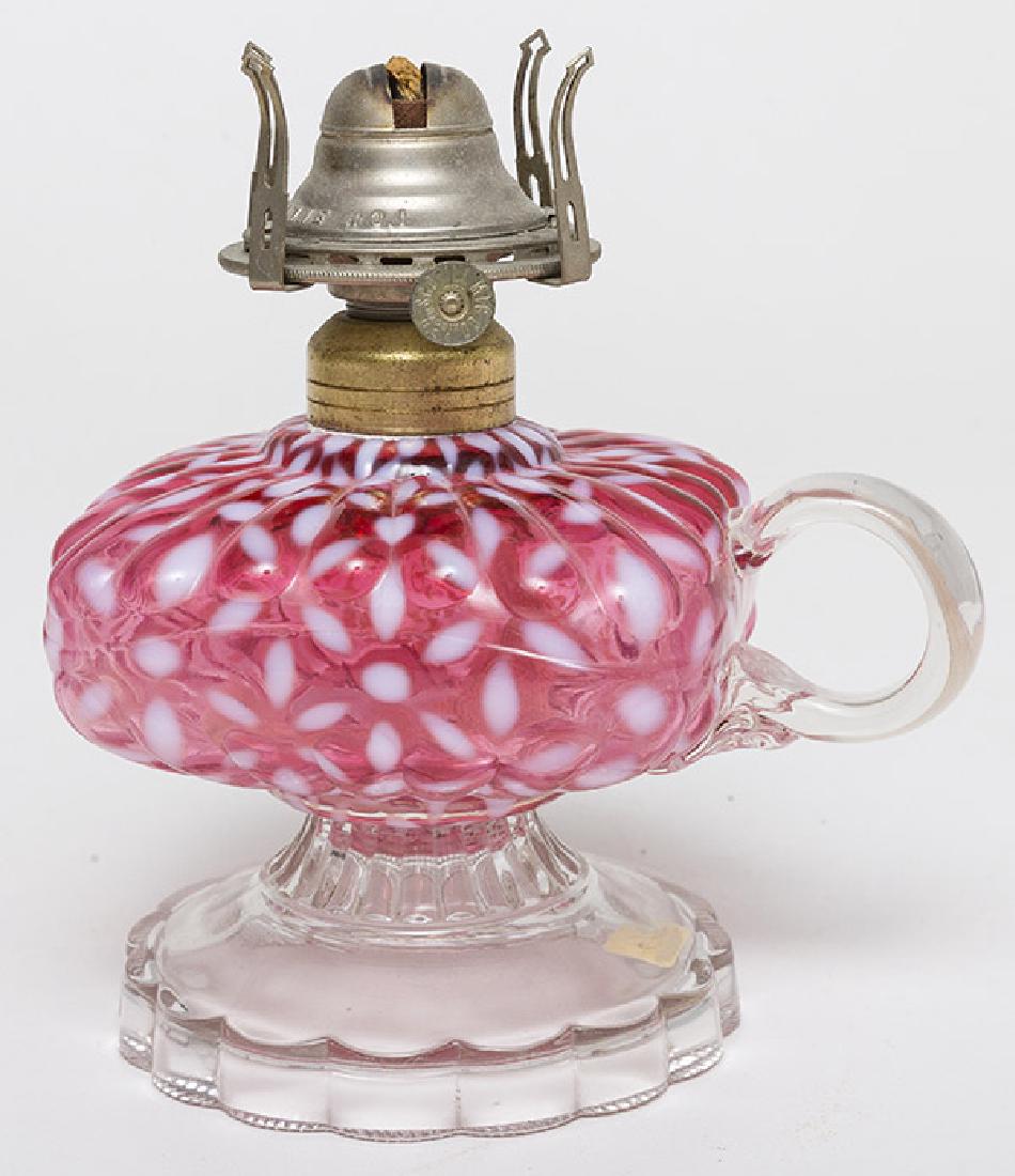 Cranberry Opalescent Snowflake Finger Lamp (1 of 6)