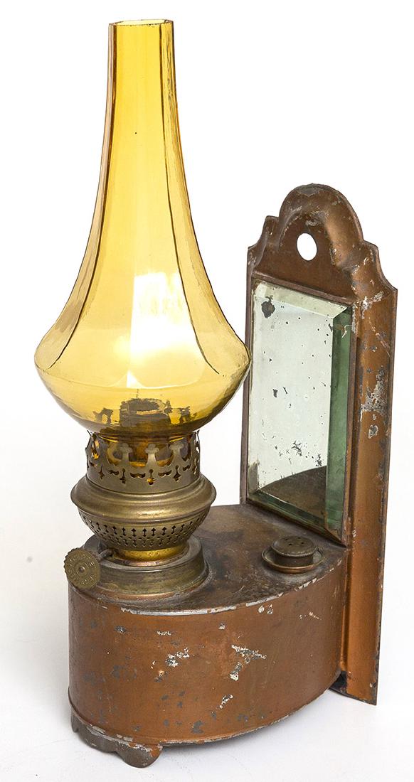 Fine Painted Tin Wall Sconce Oil Lamp (1 of 7)