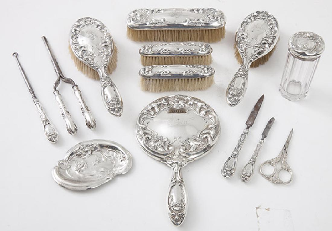Thirteen Pcs Sterling Dresser Set (1 of 10)