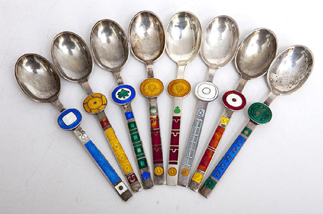 Paul Gauguin Enameled Sterling Danish Spoons (1 of 9)