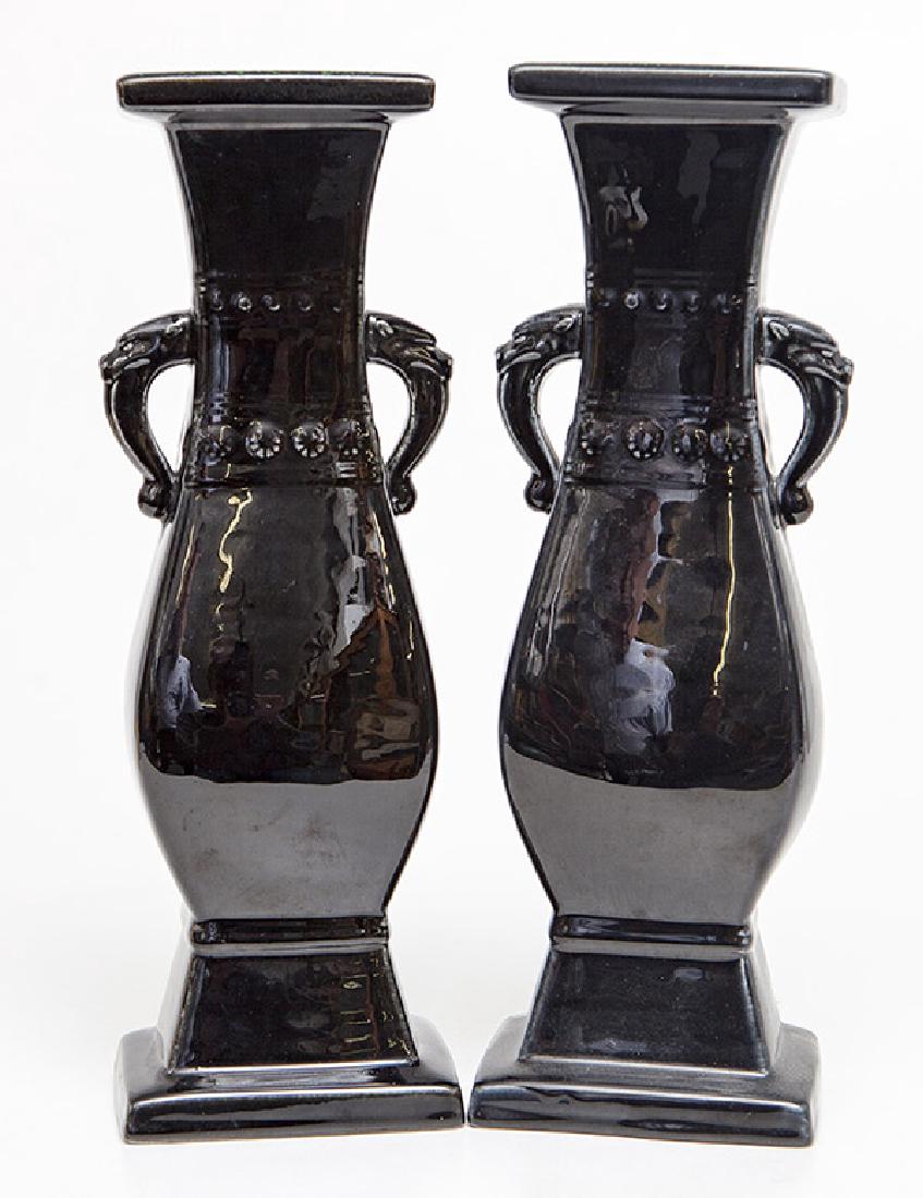 Pair Mirror Black Rookwood Vases (1 of 9)