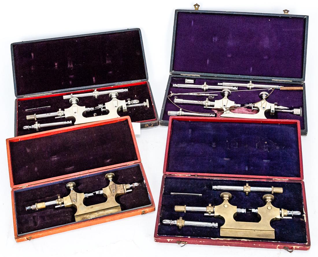 Four Cased Tyour A Pivoter, Watch Makers Tools (1 of 9)