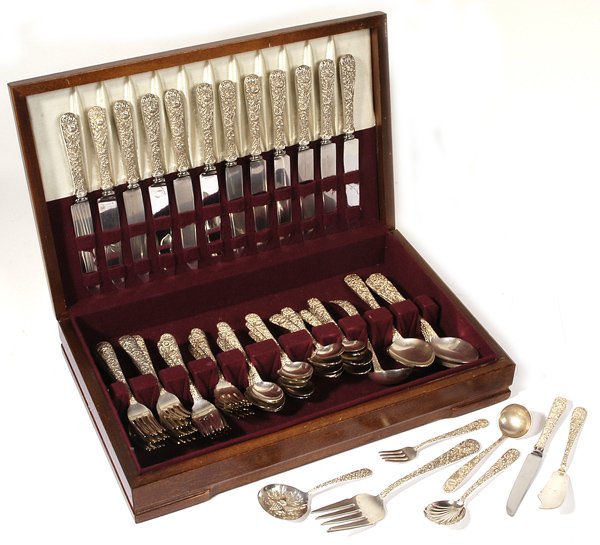 S. KIRK & SONS REPOUSSE STERLING FLATWARE SET