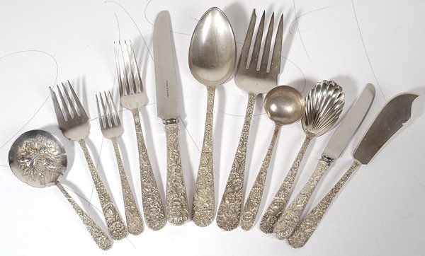 S. KIRK & SONS REPOUSSE STERLING FLATWARE SET - 2