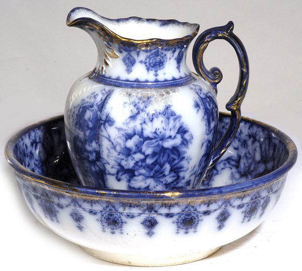 445 ANTIQUE FLOW BLUE PITCHER AND BOWL SET Nov 12, 2006 Forsythes