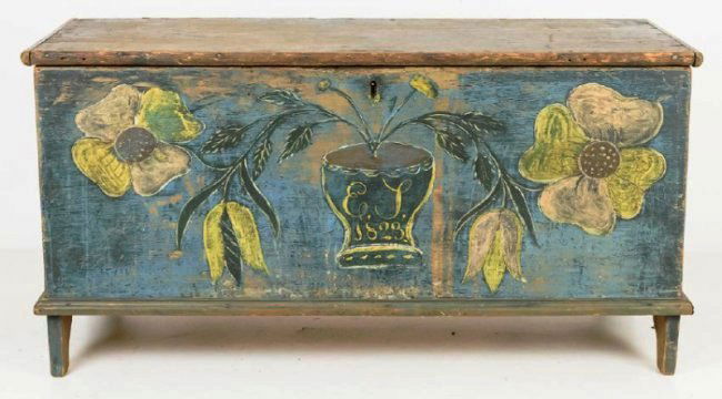 1823 Blue Decorated Blanket Chest (1 of 10)