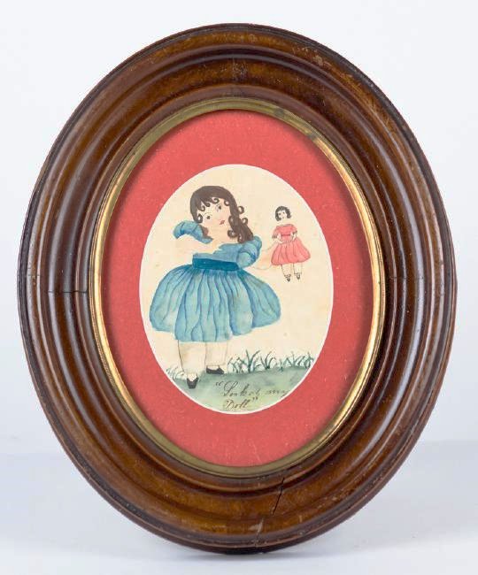 Folk Art Painting of Girl & Doll (1 of 5)
