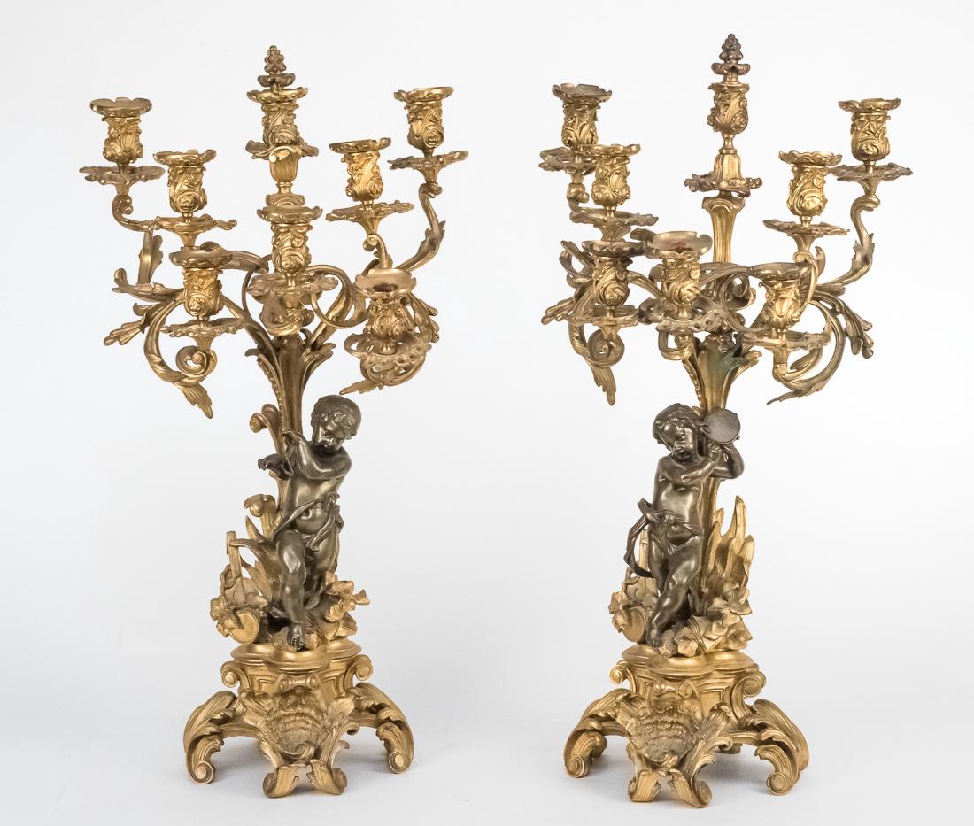 Pair Rococo Bronze Candelabras (1 of 5)
