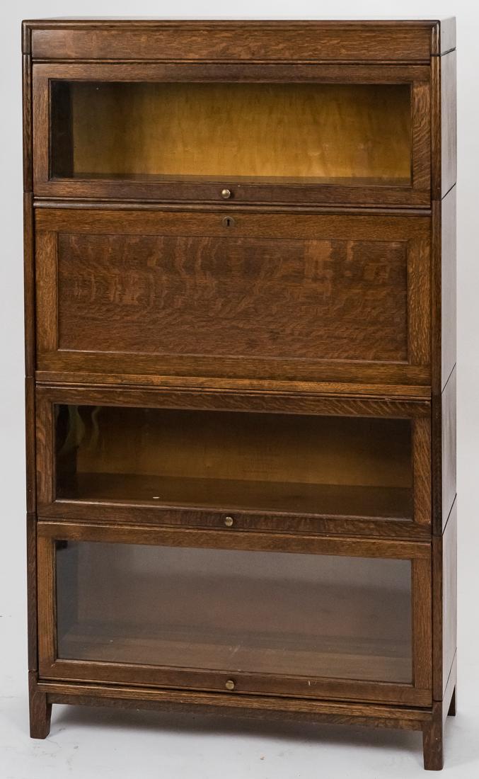 Oak Four Stack Bookcase With Desk (1 of 7)