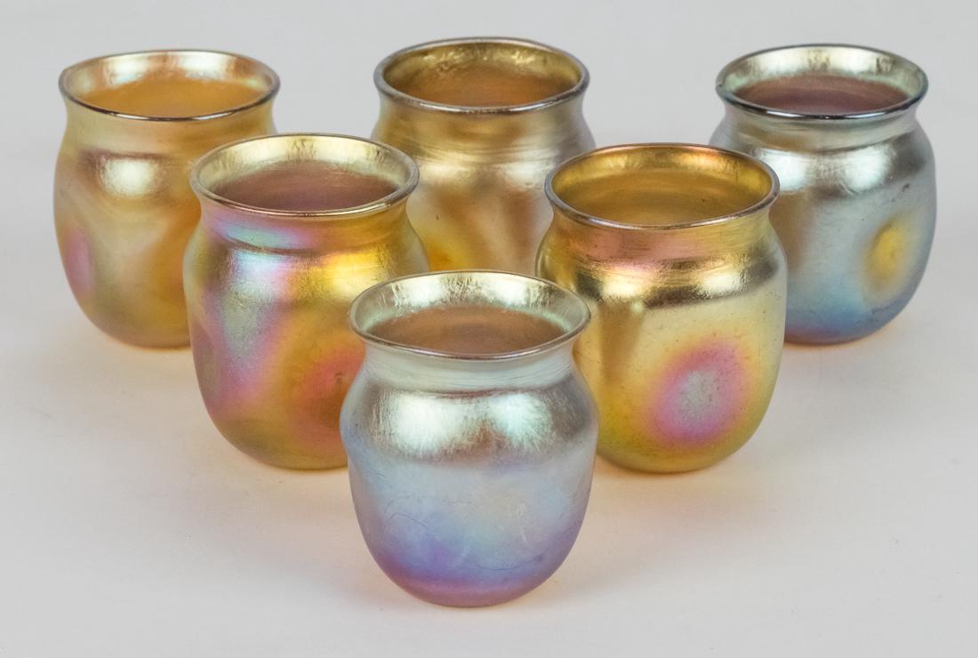 Six Tiffany Gold Favrile Toothpick Holders (1 of 5)