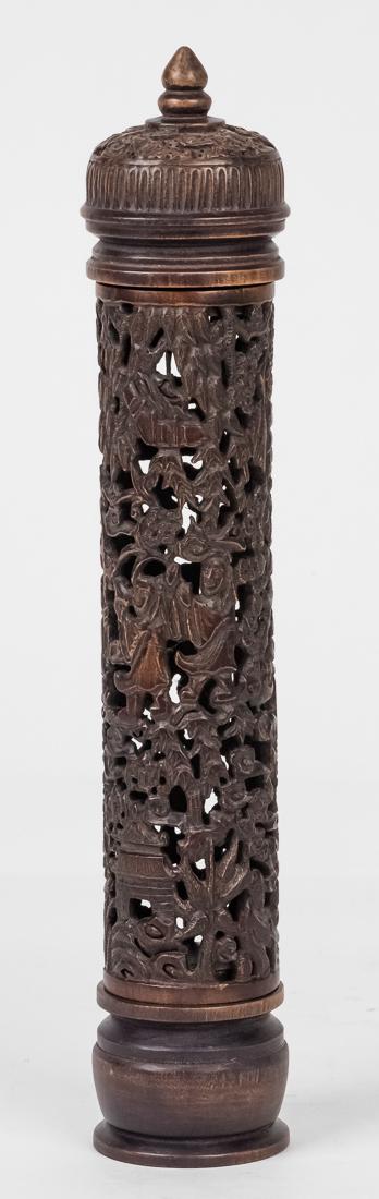 Carved Chinese Incense or Scroll Holder (1 of 9)