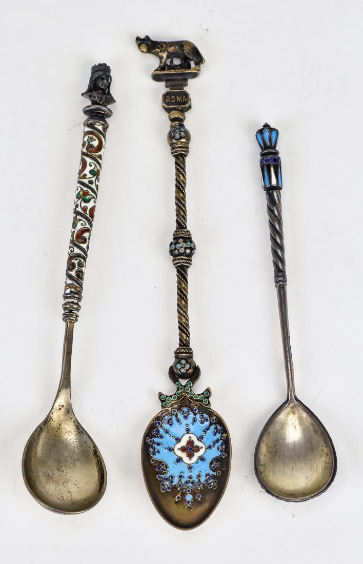 Three Continental Enameled Silver Spoons (1 of 10)