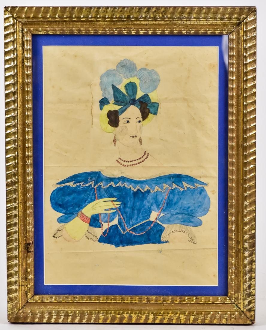 Early American Folk Art Portrait of Lady (1 of 5)
