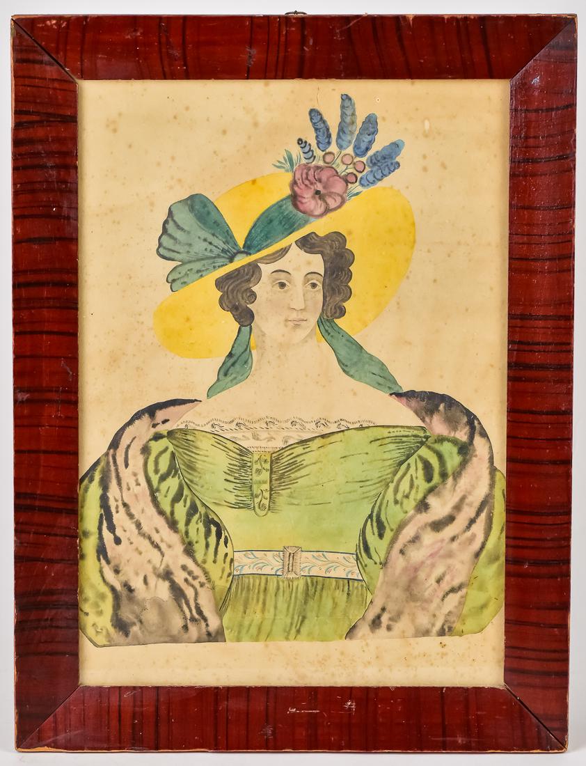 American Folk Art Watercolor Portrait (1 of 5)