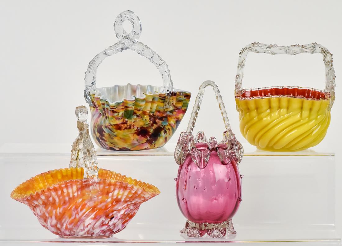 Four Victorian Art Glass Baskets (1 of 10)