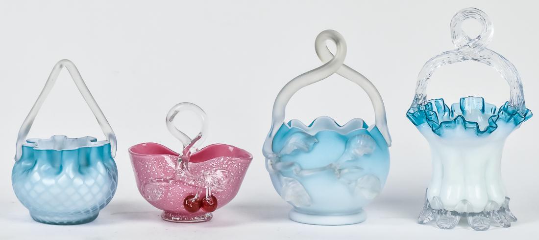 Four Victorian Art Glass Baskets (1 of 10)