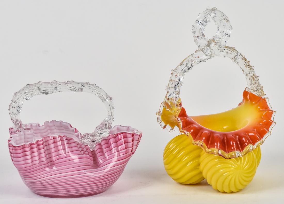 Two Victorian Art Glass Baskets (1 of 9)