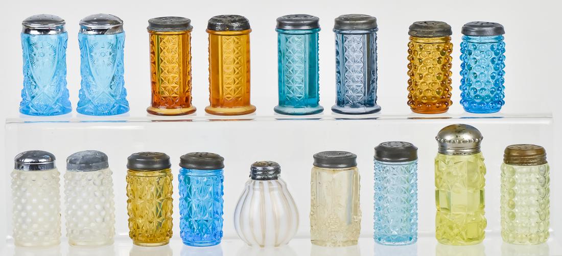 Colored Pattern Glass Salt & Peppers (1 of 9)