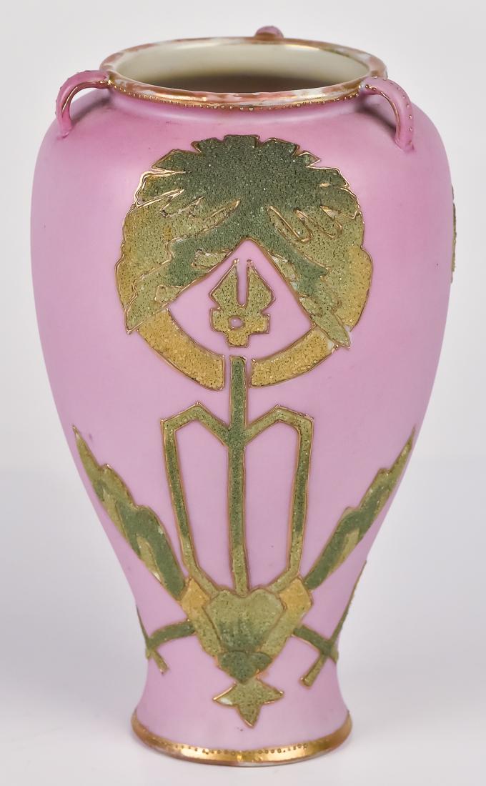Nippon Pink Vase with Coralene Decoration (1 of 4)