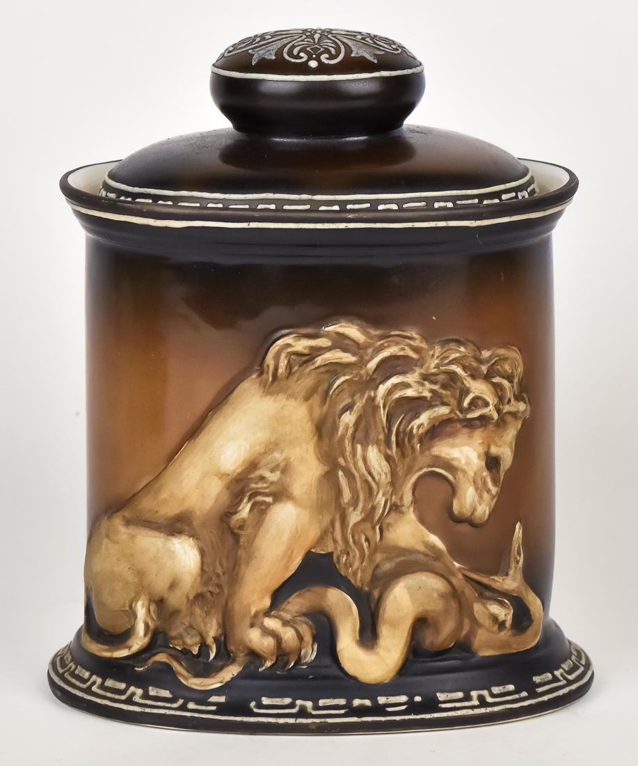 Nippon Humidor with Molded in Relief Lion & Snake (1 of 5)