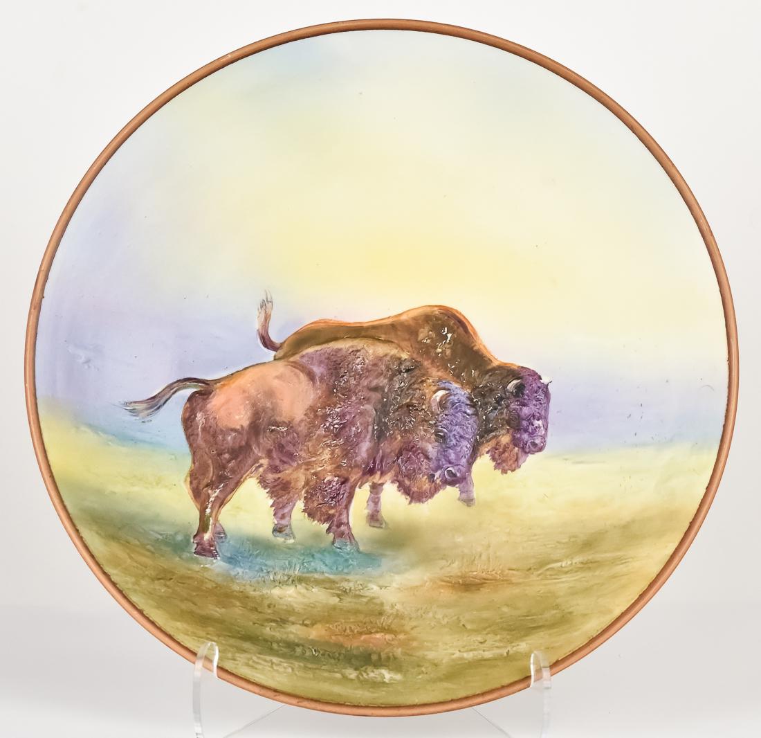 Nippon Buffalo Molded in Relief Plaque: M in wreath mark. 10 3/4" diameter. Fine condition.
