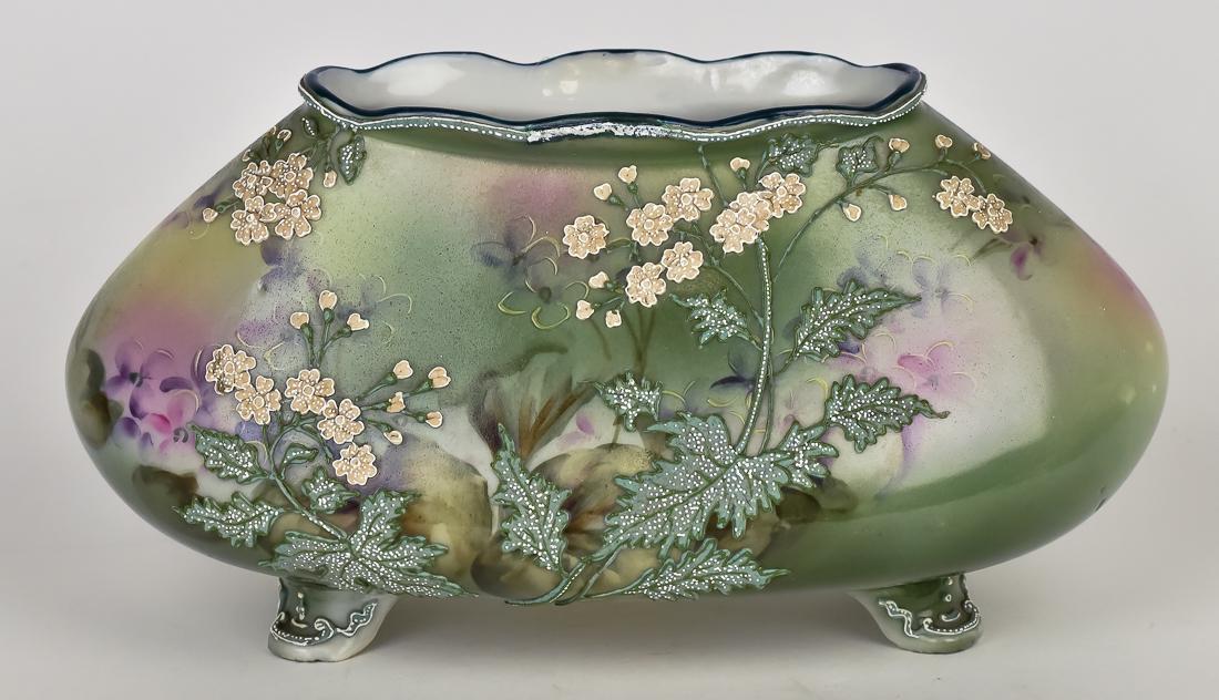 Nippon Footed Vase with Moriage Flowers (1 of 6)