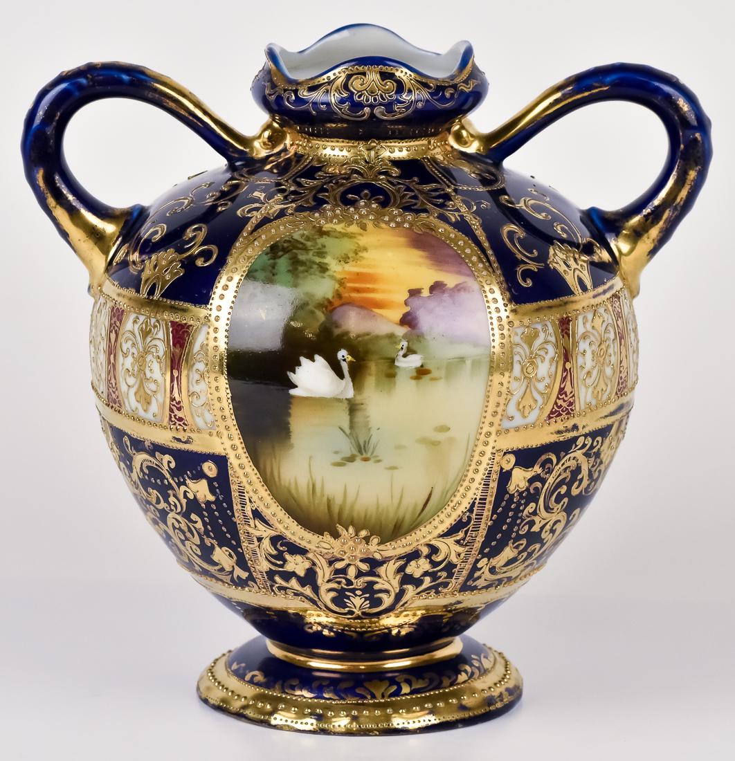 Nippon Cobalt Blue Vase with Heavy Gold (1 of 3)