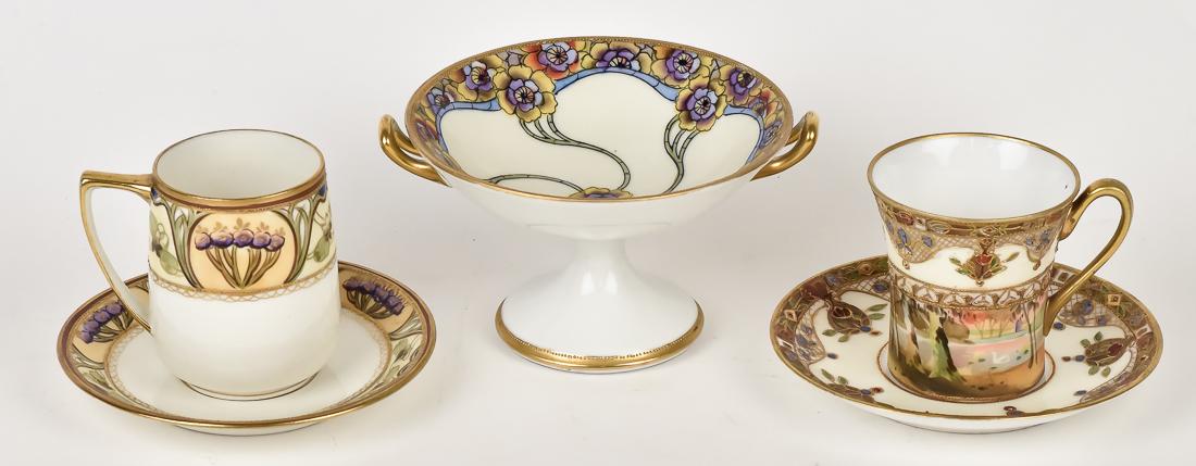 Two Nippon Cups & Saucers and Small compote. (1 of 10)