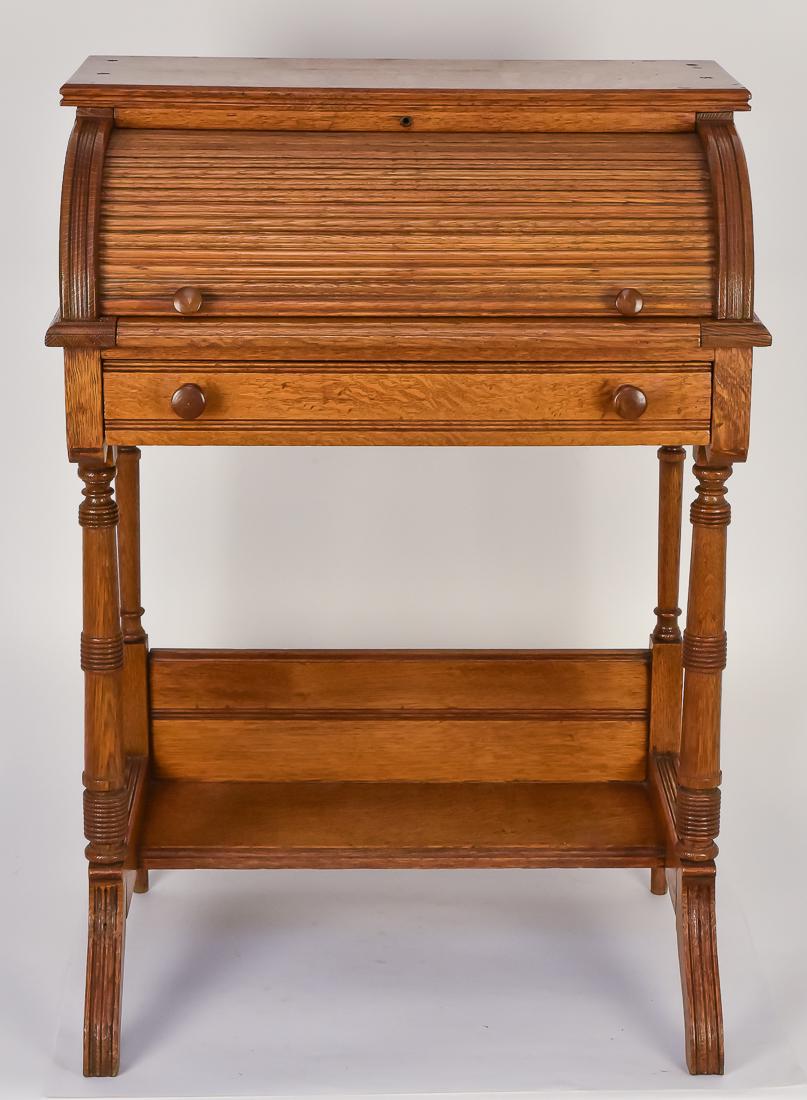 Ladies Oak Roll Top Writing Desk