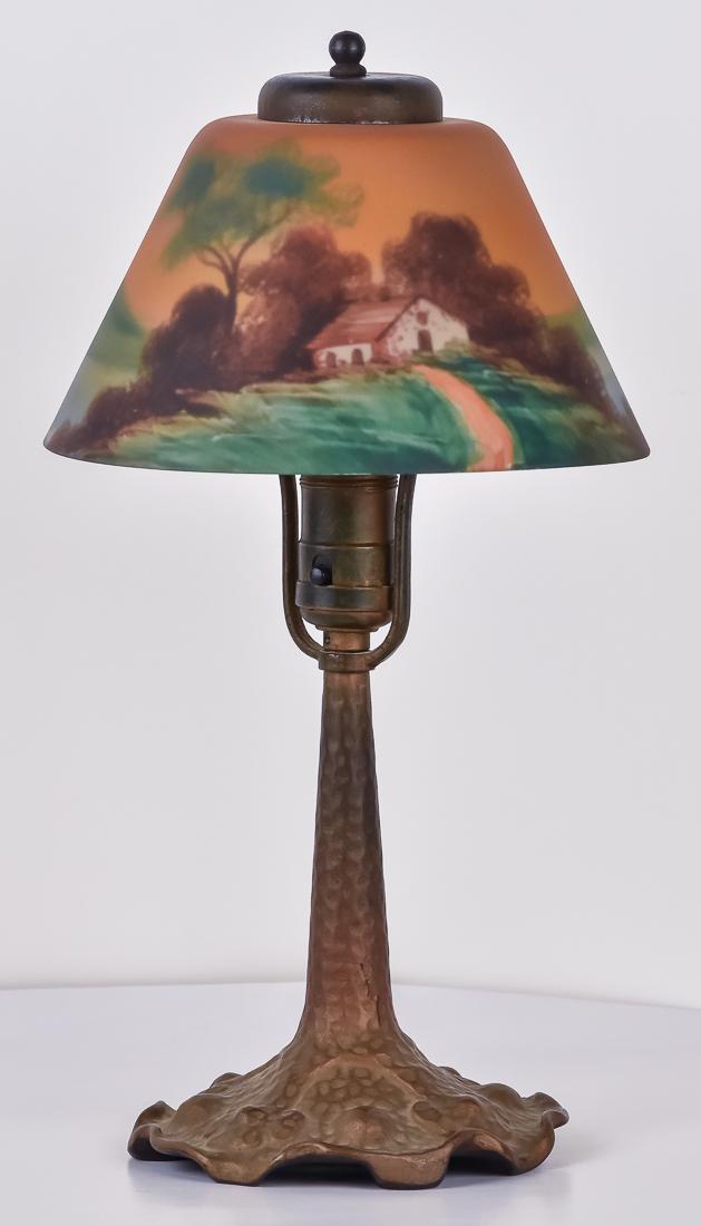 Arts & Crafts Reverse Painted Boudoir Lamp (1 of 10)